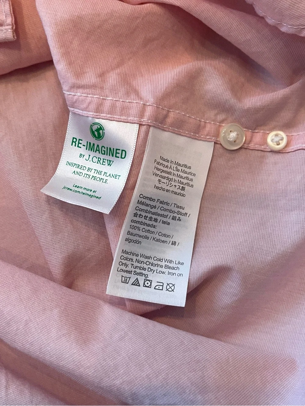 J Crew Secret Wash Classic Fit Pink Long-Sleeve Button-Up Shirt